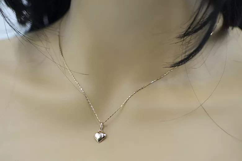 "Classic Vintage 14k Rose Gold Heart Pendant - No Stones" vpn024 vpn024