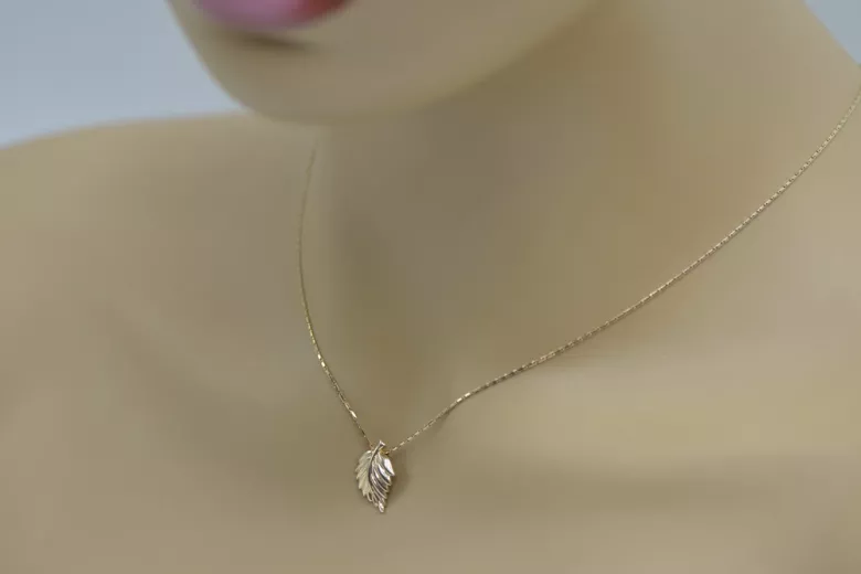 "Pendentif Feuille d'Époque en Or Rose 14 Carats 585 sans Pierres" vpn054 vpn054