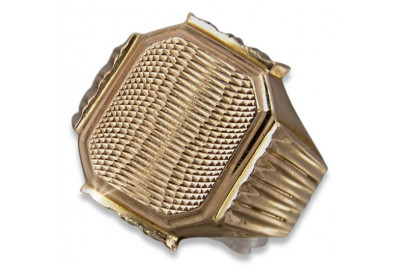 Russian rose Soviet gold jewelry man's ring signet