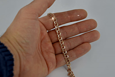 Chaîne Garibaldi en or rose 14K vintage avec pierres précieuses - 16 cm cb005r