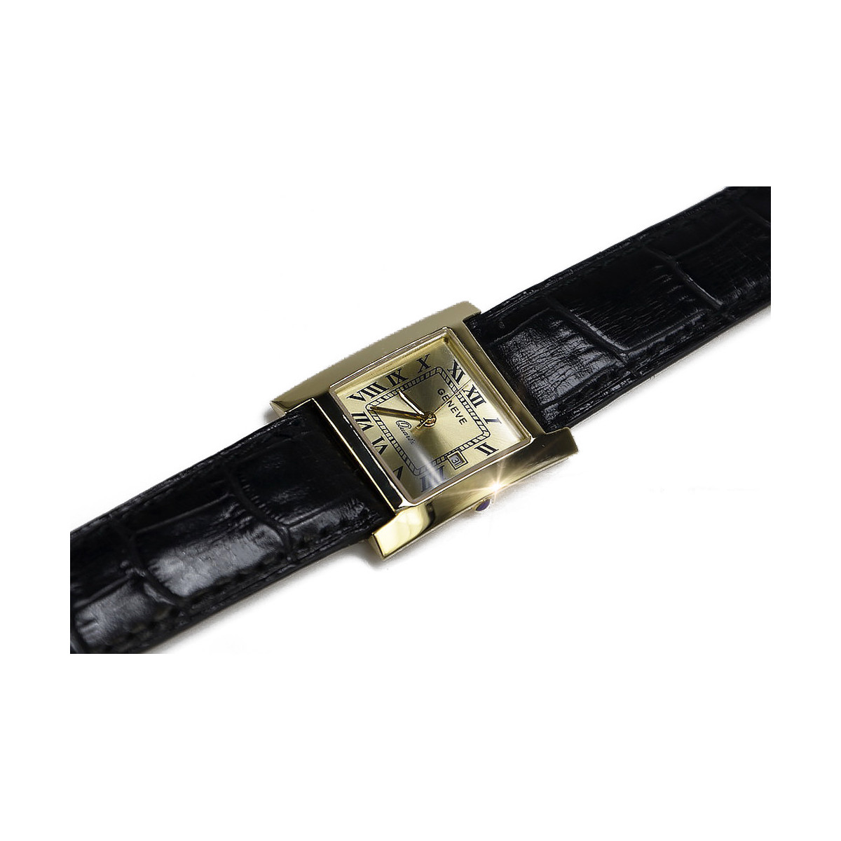 14 Karat Roségold, Gold & Schwarz Armbanduhr. mw009r