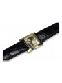 Italian Yellow 14K Gold Men's Watch Geneve - Gold & Black Dia. Bracelet mw009y