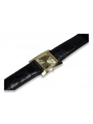 Italian Yellow 14K Gold Men's Watch Geneve - Gold & Black Dia. Bracelet mw009y