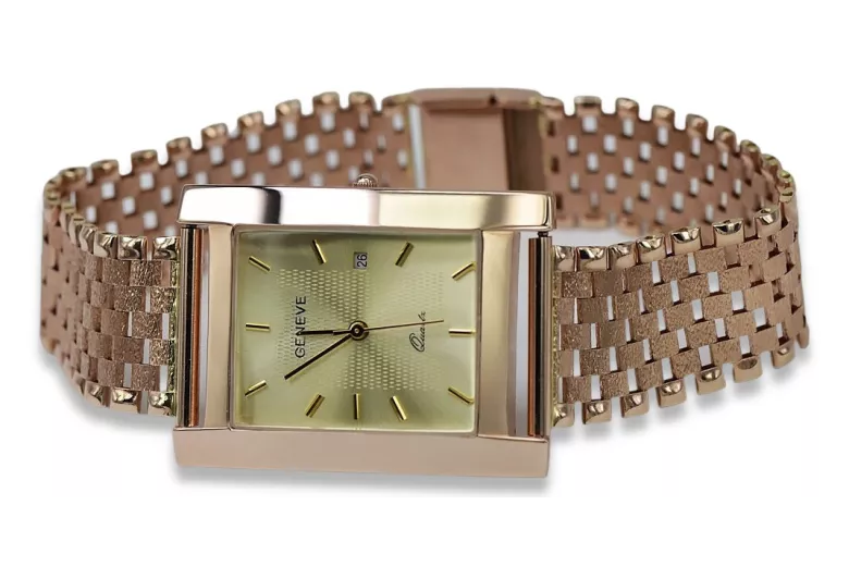 Gold men's watch Geneve ★ zlotychlopak.pl ★ Gold purity 585 333 Low Price!