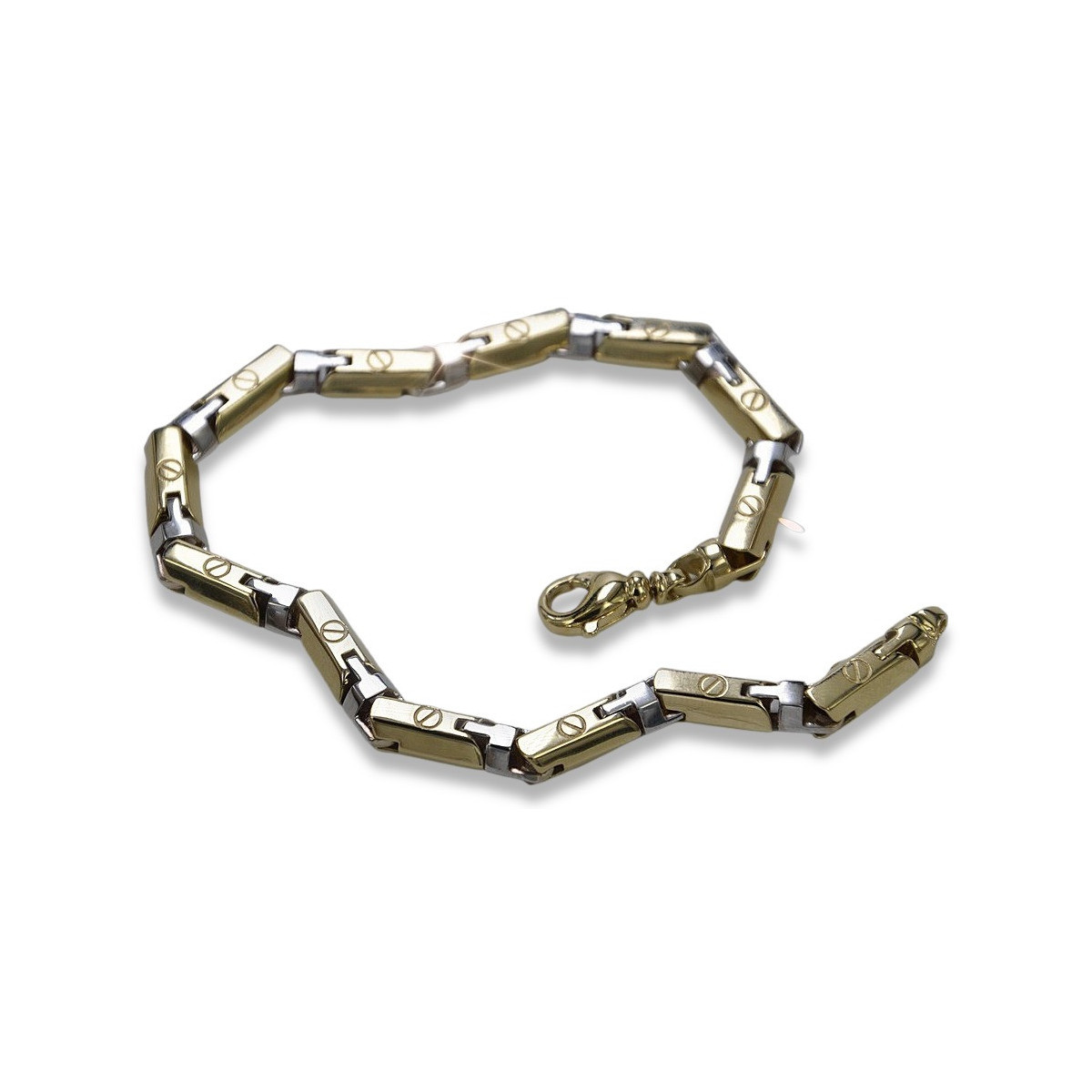 6mm, 14K Gelb- & Weißgold Hammer Armband mit 23c cb003yw