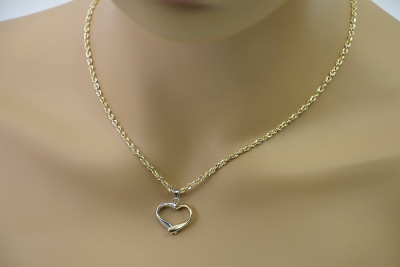 Gold Heart Pendant & Chain Necklace - 14k Linka 585 Gems cpn013ywL&cc074y