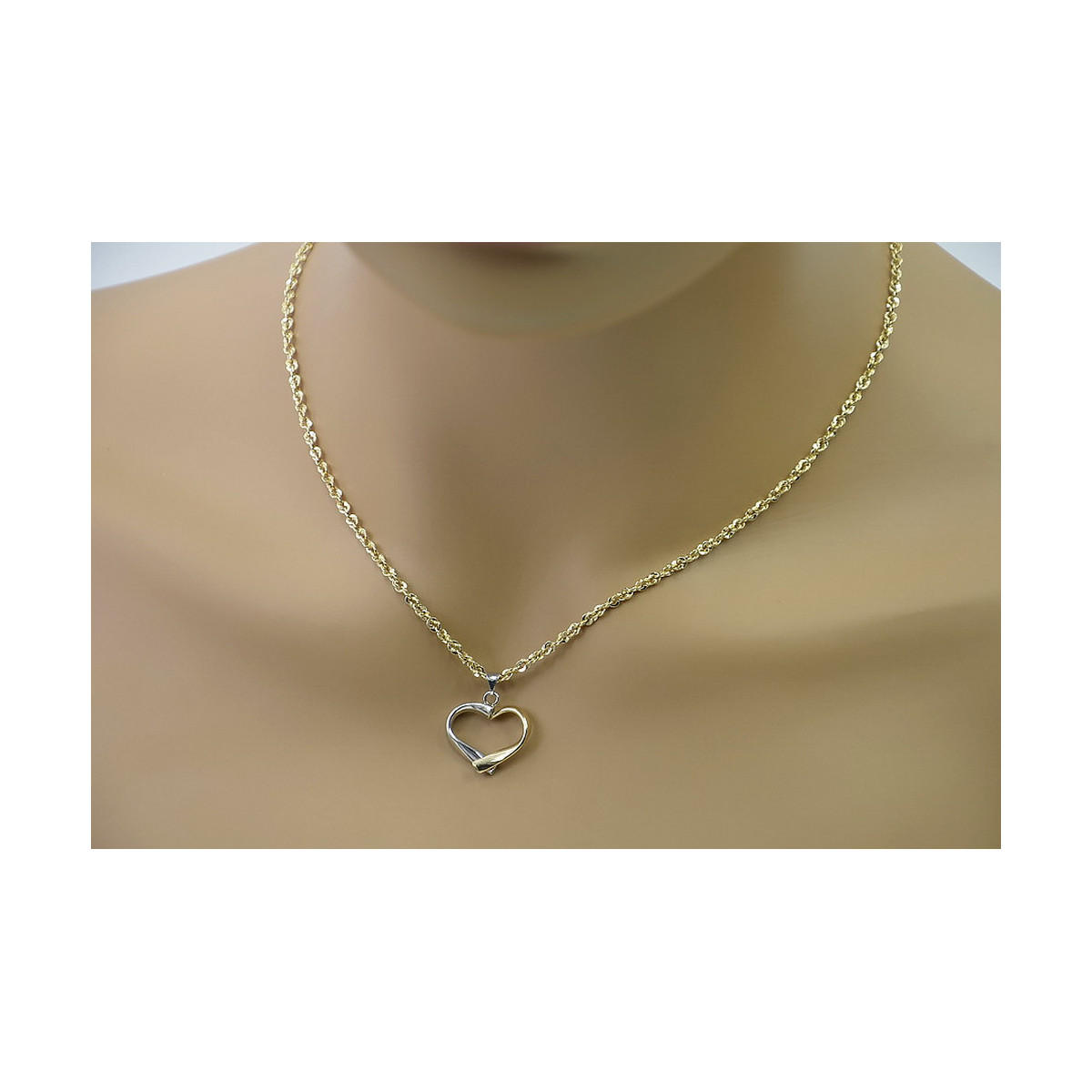 Gold Heart Pendant & Chain Necklace - 14k Linka 585 Gems cpn013ywL&cc074y