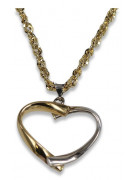 Gold Heart Pendant & Chain Necklace - 14k Linka 585 Gems cpn013ywL&cc074y