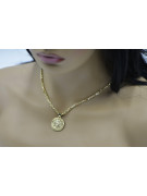 Golden Greek Versace Medallion Necklace with Figaro Chain cpn049y&cc082y