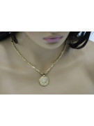 Golden Greek Versace Medallion Necklace with Figaro Chain cpn049y&cc082y