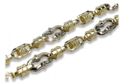 Chaîne unique en or jaune et blanc 14 carats, 60 cm
 cc053yw