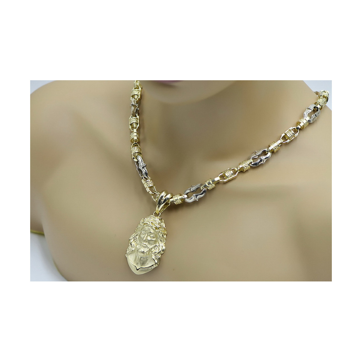 Gold God's medallion with a chain ★ zlotychlopak.pl ★ Gold 585 333 Low price