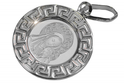 "14K White Gold Virgin Mary Icon Medallion Pendant" pm007w pm007w