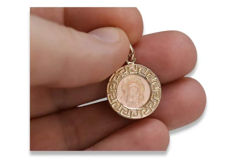 "14K Rose Gold Madonna Pendant - Divine Mary Icon Jewelry" pm007r pm007r