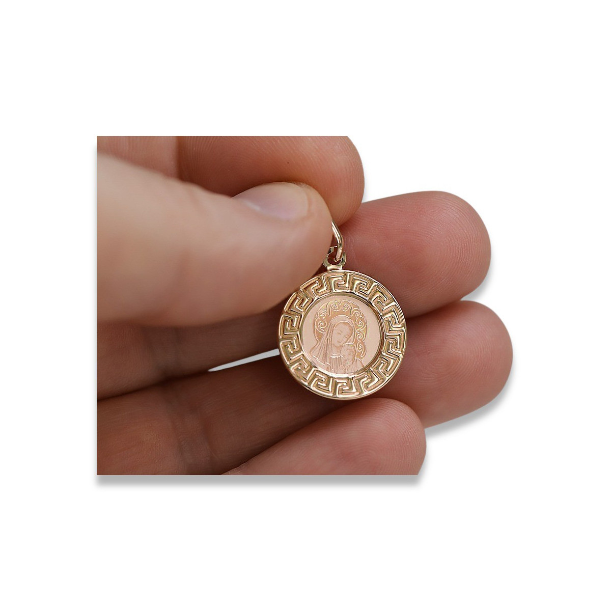 "Colgante Icono de María en Oro Rosa 14k 585" pm007r pm007r