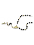 Italian 14K Yellow Gold Rosary Chain with Onyx Stones rcc005y