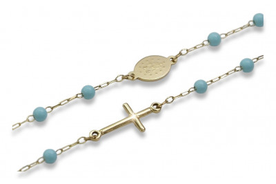 Chaîne en or 14 carats avec chapelet turquoises Dolce Gabbana 45 cm rcc007y