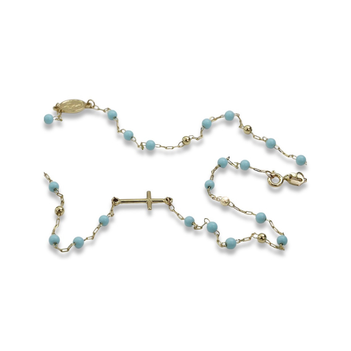 "14K Yellow Gold Turquoise Rosary Chain - Italian Dolce Gabbana Style" rcc007y