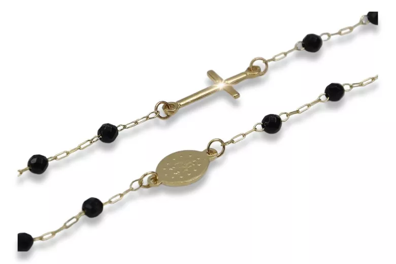 Italian 14K Gold Rosary Onyx Necklace by Dolce & Gabbana rcc006y