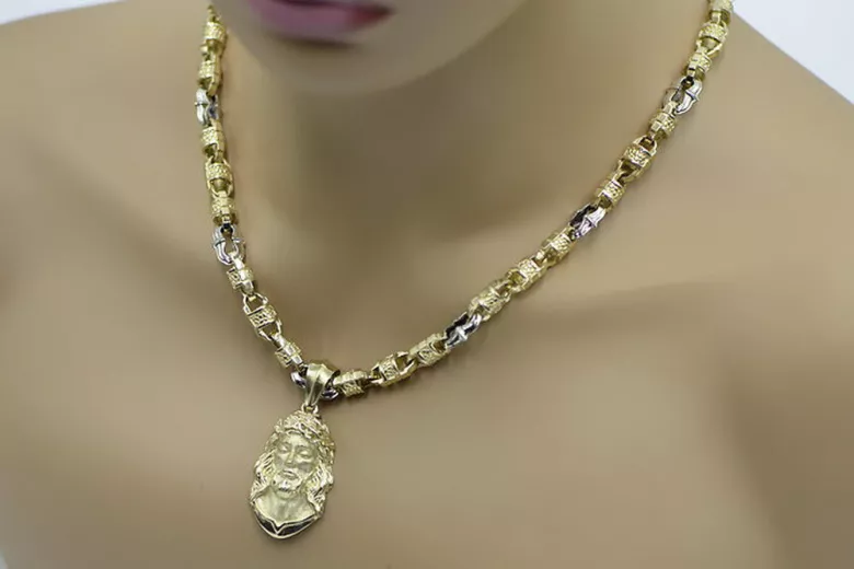 Gold God's medallion with a chain ★ zlotychlopak.pl ★ Gold 585 333 Low price