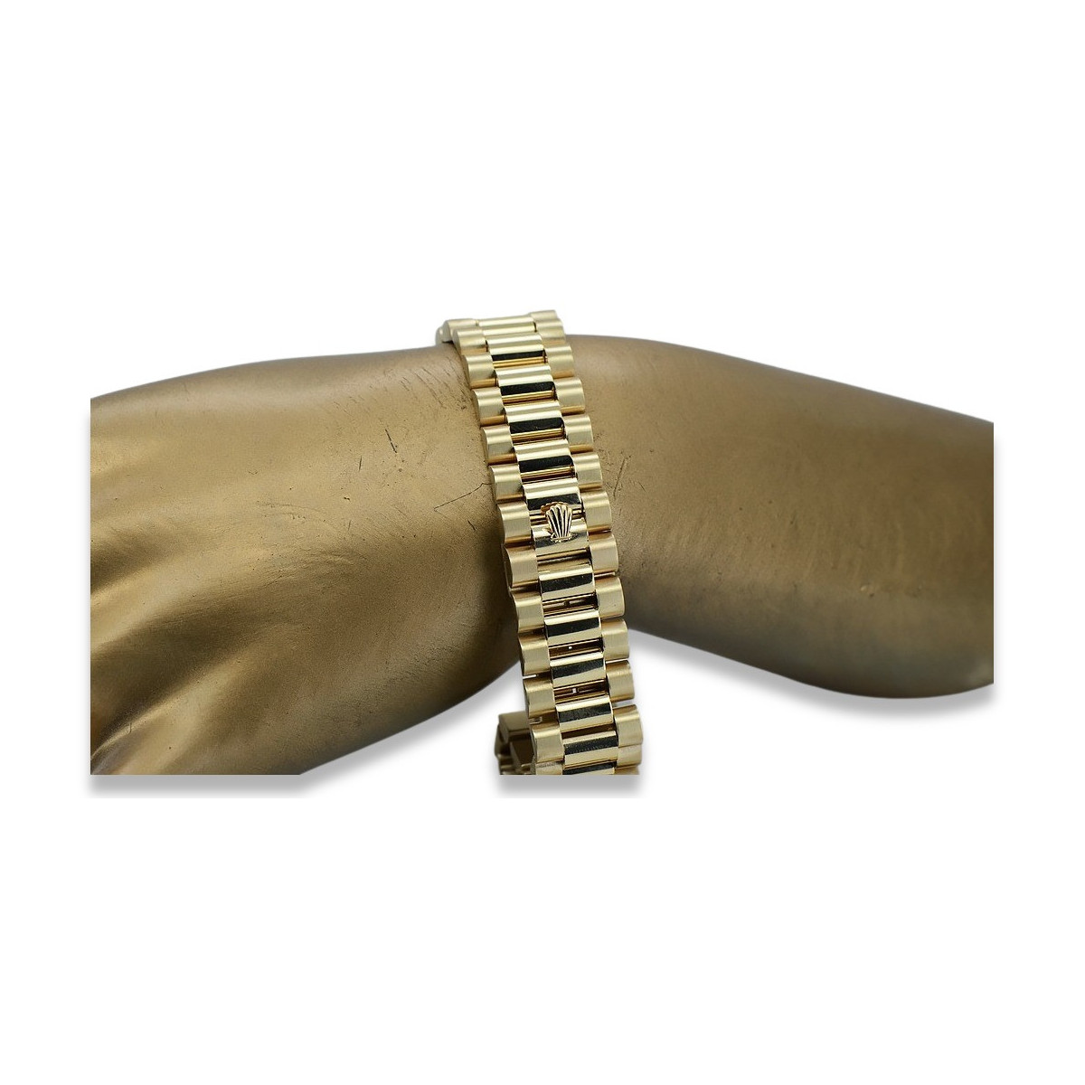 Pulsera de reloj estilo Rolex de hombre en oro amarillo de 14k mbw015y