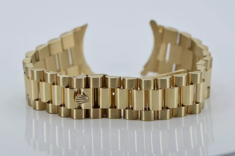 Pulsera de reloj estilo Rolex de hombre en oro amarillo de 14k mbw015y