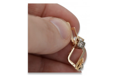Cercei vintage roz din aur 14k cu Alexandrit, Rubin, Smarald, Safir. vec163
