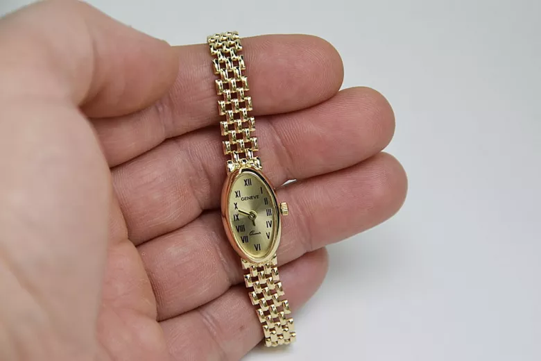 14 Karat Gelbgold Damen Genfer Uhr Geschenk lw088y