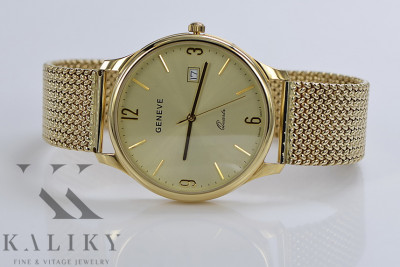 Reloj de Oro Amarillo 14k para Hombre de Geneve mw017y&mbw014y