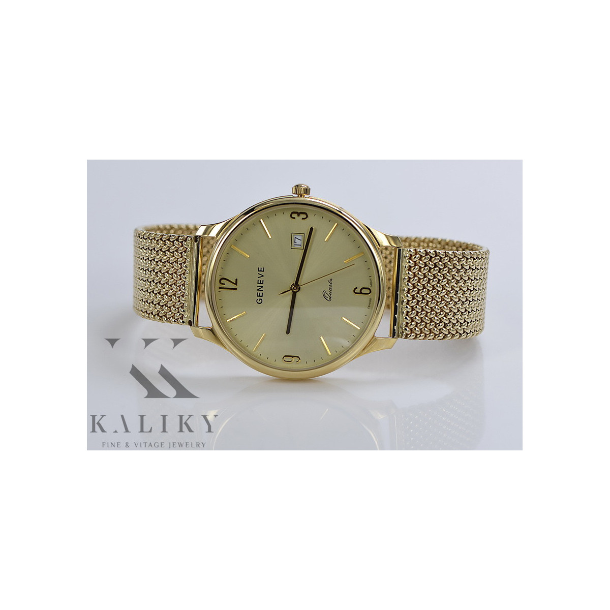 Goldene Herrenuhr Geneve ★ zlotychlopak.pl ★ Gold Reinheit 585 333 Niedriger Preis!