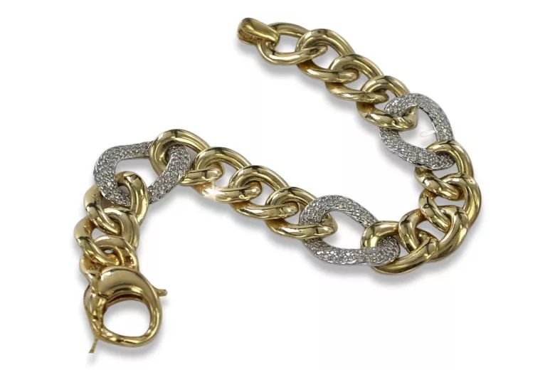 Bracelet Moderne en Or Jaune 14K, Diamants et Saphirs cb121yw