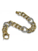 Bracelet Moderne en Or Jaune 14K, Diamants et Saphirs cb121yw