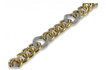 Bracelet Moderne en Or Jaune 14K, Diamants et Saphirs cb121yw