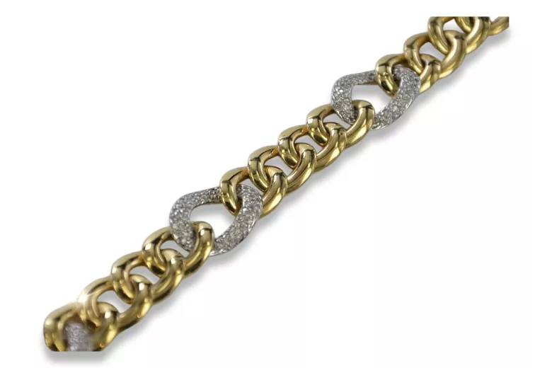 Bracelet Moderne en Or Jaune 14K, Diamants et Saphirs cb121yw