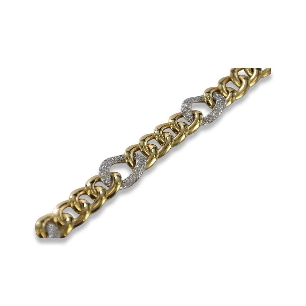 Bracelet Moderne en Or Jaune 14K, Diamants et Saphirs cb121yw