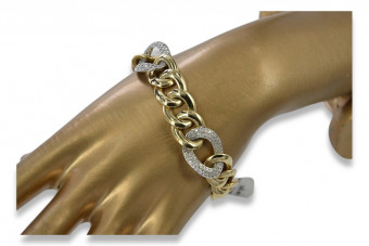 Bracelet Moderne en Or Jaune 14K, Diamants et Saphirs cb121yw