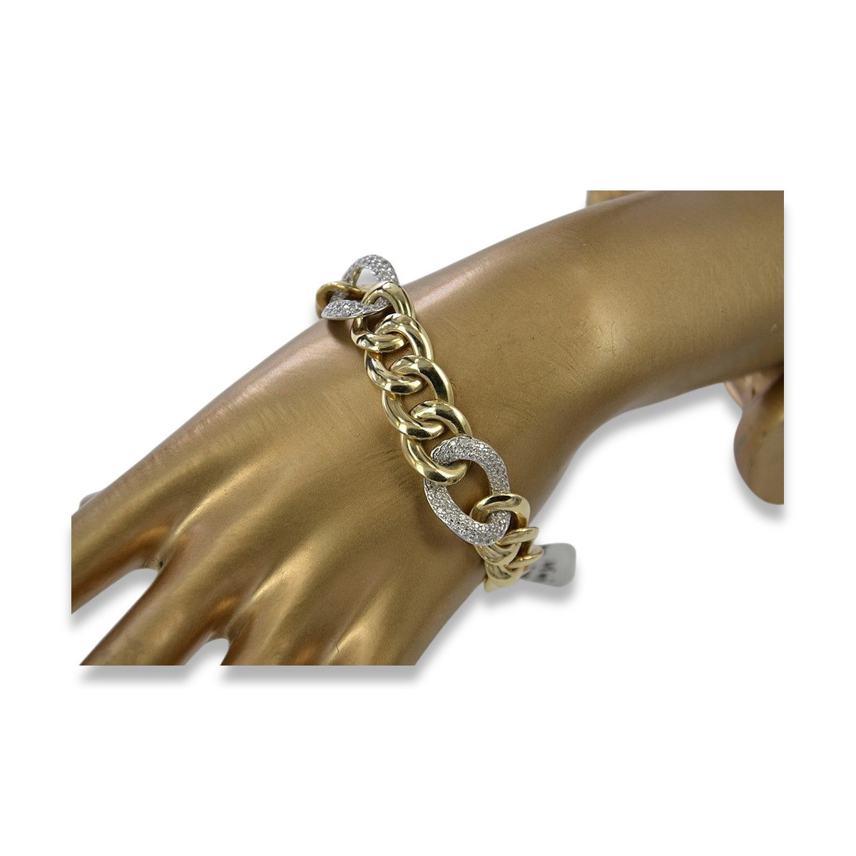 Bracelet Moderne en Or Jaune 14K, Diamants et Saphirs cb121yw