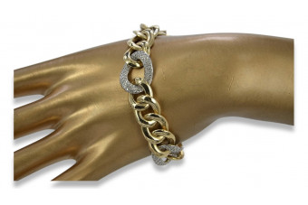Bracelet Moderne en Or Jaune 14K, Diamants et Saphirs cb121yw