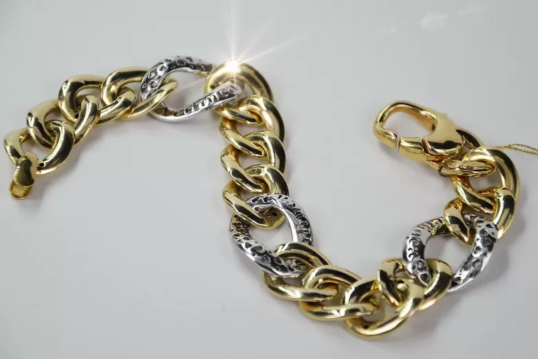 Bracelet Moderne en Or Jaune 14K, Diamants et Saphirs cb121yw