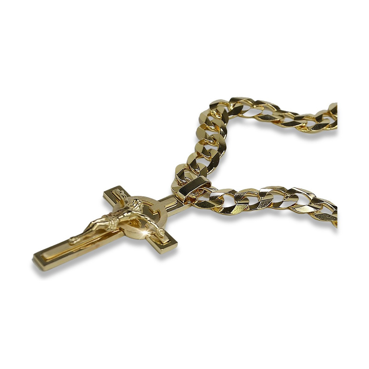 Golden Radiance Catholic Cross Necklace ctc096y&cc099y