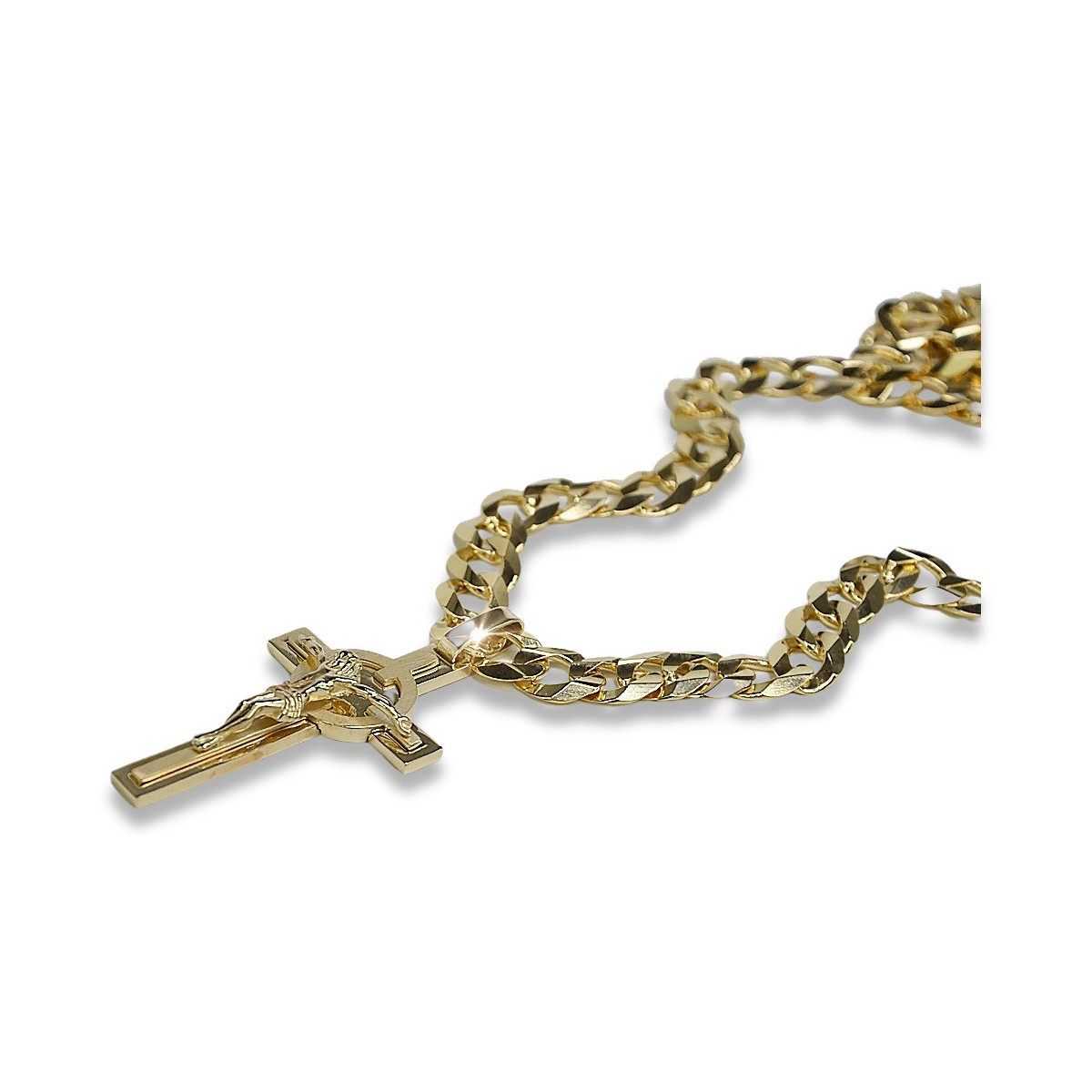 Golden Radiance Catholic Cross Necklace ctc096y&cc099y