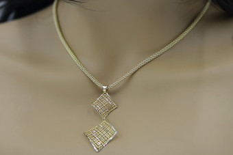 Collar moderno de oro 14k con colgante cpn001yw&cc075y