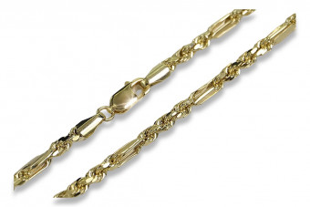 Żółte złoto 14k Figaro łańcuch, różne kamienie, 19c. cb082y