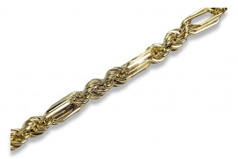 Cadena Figaro de Oro Amarillo 14k con Cordón de 3mm cb082y