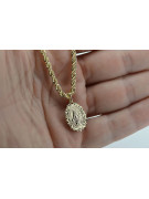 Gold 14k 585 Mutter Gottes Jungfrau Maria Medaillon Anhänger & Kette Corda pm005y&cc019y