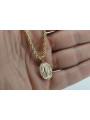 Gold 14k 585 Mutter Gottes Jungfrau Maria Medaillon Anhänger & Kette Corda pm005y&cc019y