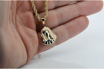 Mutter Gottes Jungfrau Maria 14k Goldanhänger & Corda Kette pm004yS&cc019y