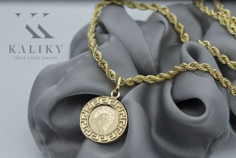 Matka Boża Maryja złoty wisiorek 14k & łańcuszek Corda pm007y&cc019y