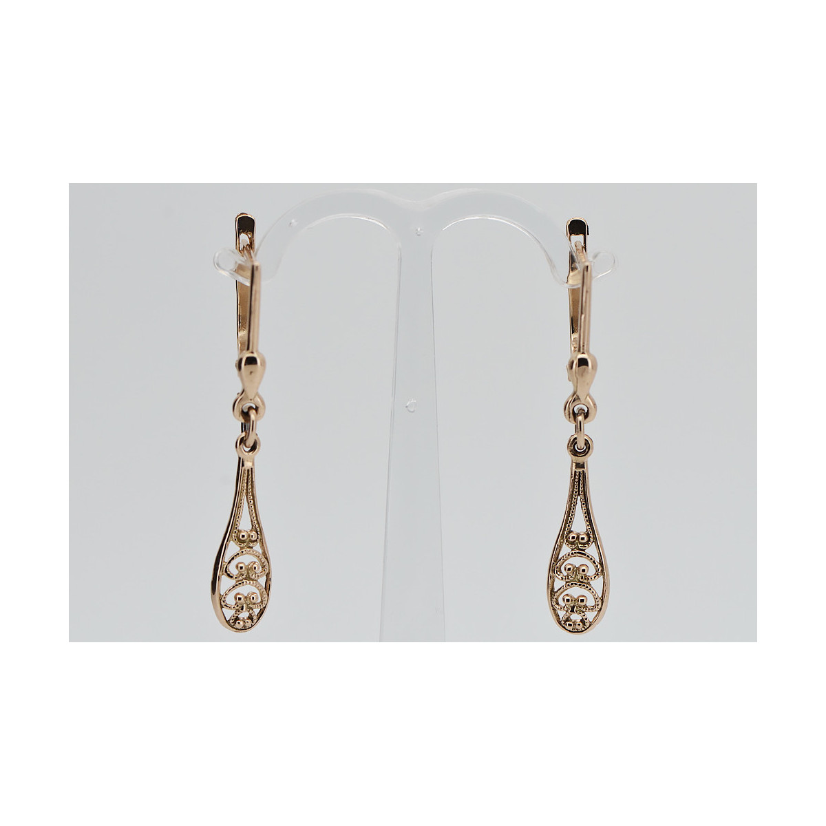 "Antique No Stones 14K Rose Gold Leaf Earrings" ven239 ven239