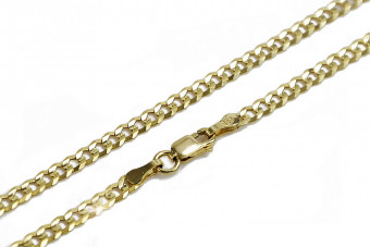 Bracelet gourmette en or jaune italien avec diamants coupés - 14 carats cb001y